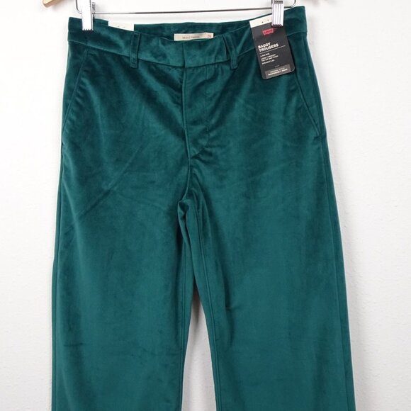 Levi's Baggy Trousers Women's Size 26x31 Green Velvet Wide Leg Loose Fit - Picture 2 of 11